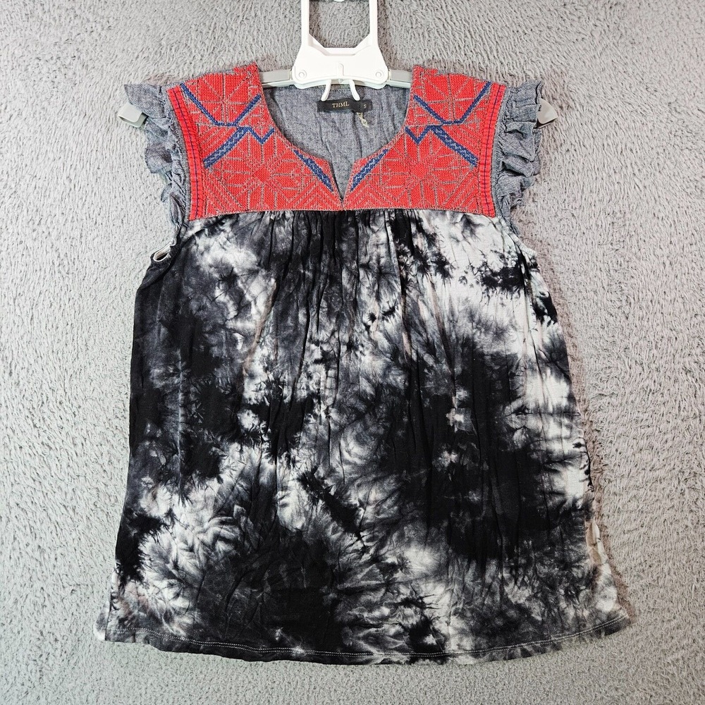 THML Sleeveless Top Blouse Women Small Boho‎ Emboidered Multicolor - S